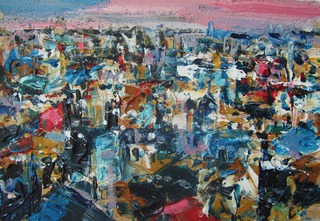 Sketch for Leith from Calton Hill, 20 x 14cm.Sold.