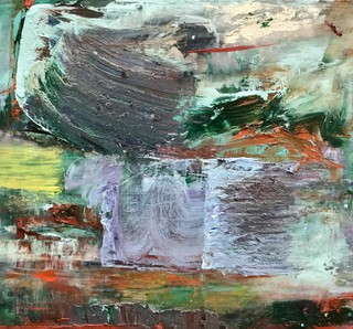 Squall Cornaig bay, Tiree, Oil on wood, 30 x 30cm
