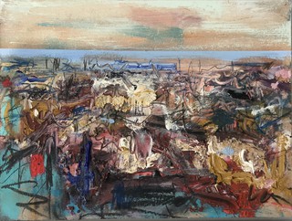 Leith from Calton Hill, oil on wood, 20 x 15cm