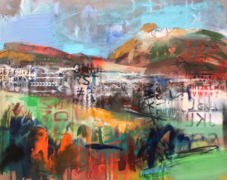 Arthurs Seat from The Braids.60x50cm.Mixed media on wood.Sold.