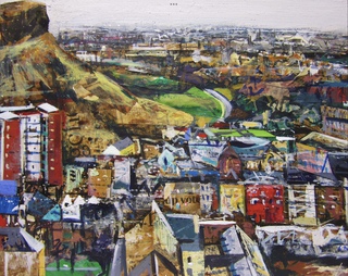 Edinburgh South from Calton Hill.60x50cm.Mixed media on paper.Sold.