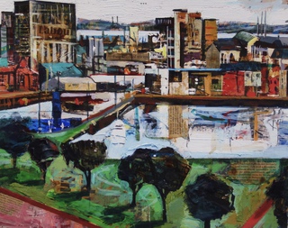 Leith docks.50x40cm.Mixed media on paper.