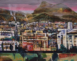 Arthur Seat from The Braids.^0x50cm.Mixed media on canvas.Sold.