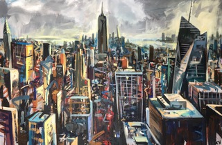 Chrysler,Empire and Bryant Park from Rockefeller.Acrylic on canvas.90x60cm.