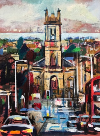 St Stephens.23x17cm.Mixed media on paper.Sold.