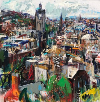 East end Princes St from Calton hill.90x90cm.Sold