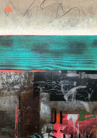 Edinburgh North East from Calton Hill.Mixed media on steel and treated wood.30x21cm.Available